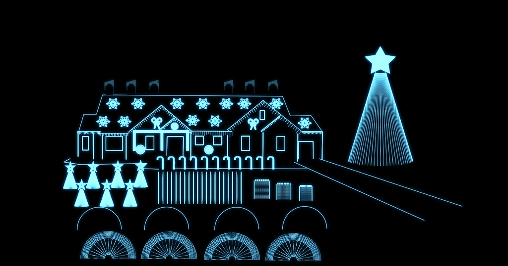 The store layout diagram lit in blue
